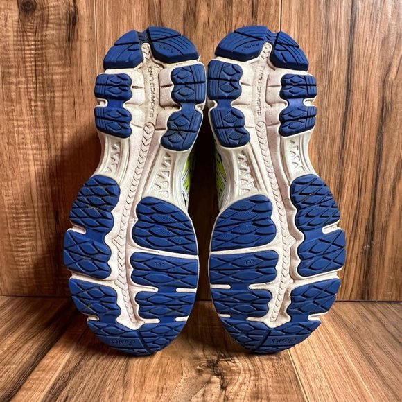 Asics Gel Nimbus 17 Mens Running Shoes Neon Yellow Blue Fluidride C519N Size 6 - Picture 4 of 5
